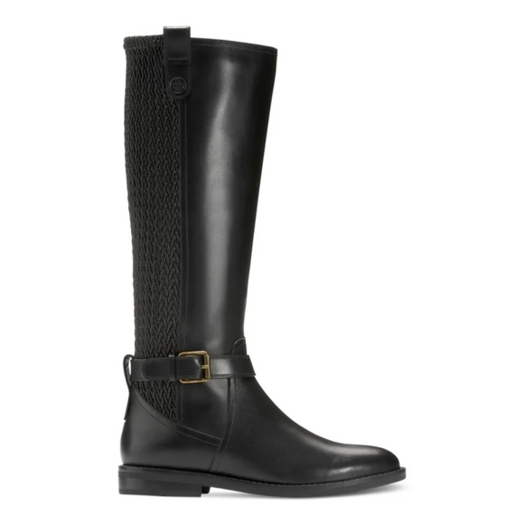 Cole Haan Shoes - Cole Haan Galina ruched back riding boots in black leather size 5.5